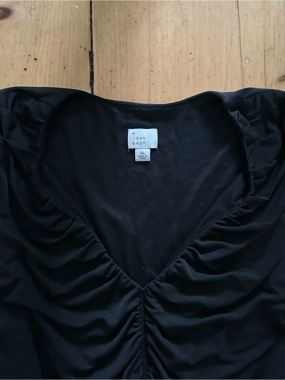 a new day Black Ruched V-Neck Tank Top